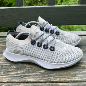 Allbirds Tree Dashers Sneakers Shoes Women’s Size 8.5 White Blue Knit